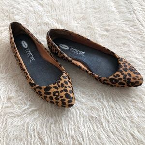 Dr. Scholls Leopard Print Calf Hair Point Toe Flat